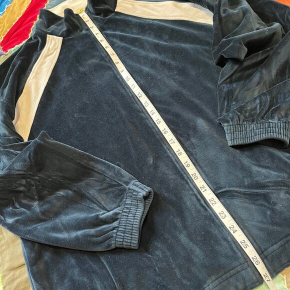 Y2K Ultra Soft Black w/ Cream Stripes Full Zip Track Jacket Large - Picture 3 of 5